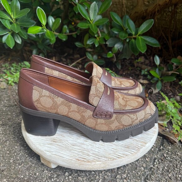 COACH COLLEEN LOAFER 8.5 SIGNATURE MONOGRAM JACQUARD Women's Retro Preppy New - Picture 4 of 12